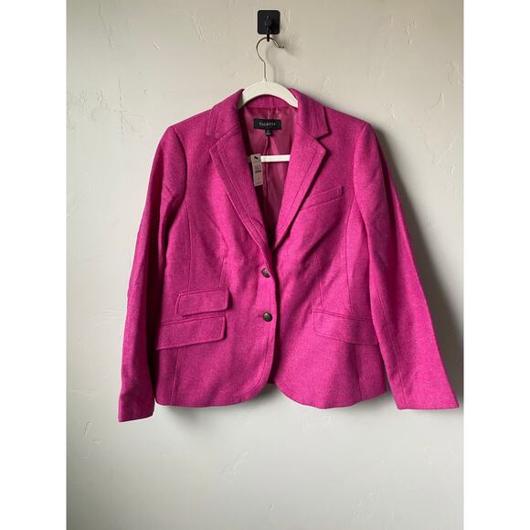 NWT Talbots Pink Wool Blend 2 Crested Button Lined Career Blazer Jacket Sz 12 - Picture 10 of 13